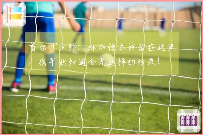 首尔FC主帅：林加德本该留在这里，我早就知道会是这样的结果！